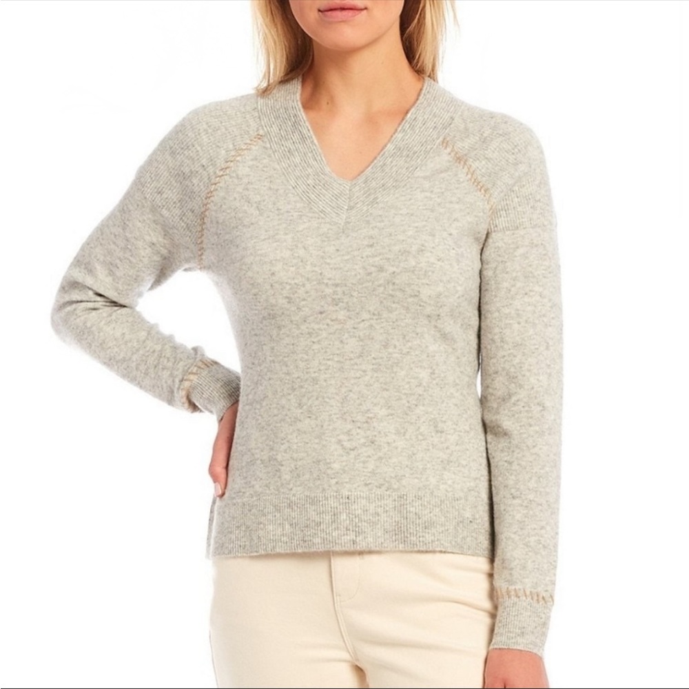 A Loves A Knit Jersey Raglan Long Sleeve V-Neck Sweater